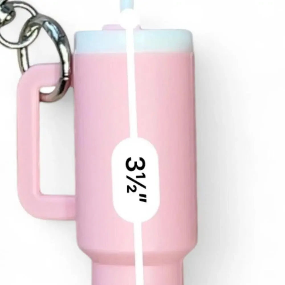 Pastel Pink Mini Keychain Tumblers Lip Balm Holders Backpacks Bottles Bag Charm